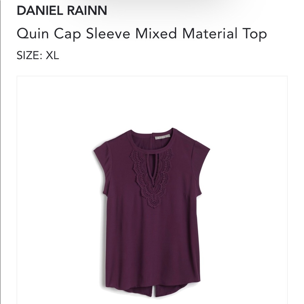 Daniel Rainn cap sleeve lace purple top xl